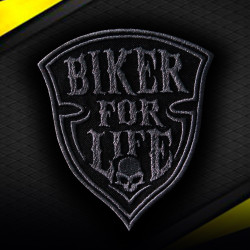 Écusson thermocollant / velcro brodé Skull Biker For Life